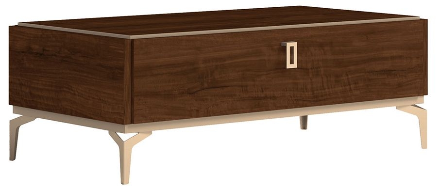 Product photograph of Status Eva Day Walnut Brown Italian 1 Drawer Coffee Table from Choice Furniture Superstore.